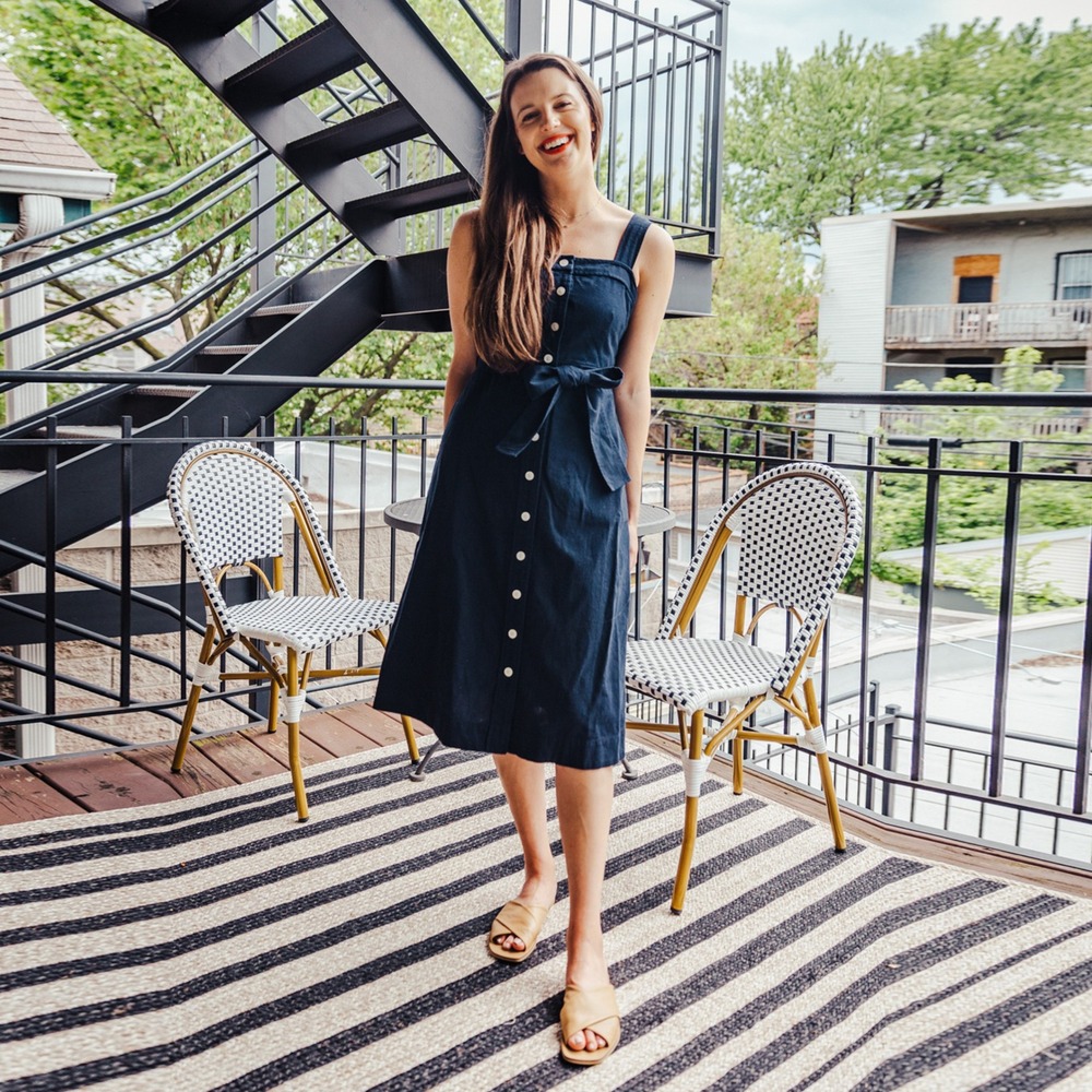 EVERLANE‎  Cotton Picnic Sleeveless Midi Dress Size 0